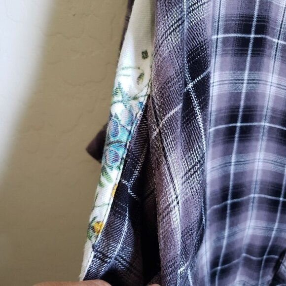 Tolani Collection Plaid Tunic Top Floral Print Back Button Up Sz Women's 1X Plus - Picture 9 of 12